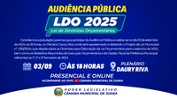 Audiência Pública para discutir LDO/2025 acontecerá nesta terça-feira (03), no Plenário Daury Riva