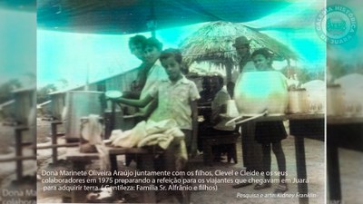 Família cozinhando para viajantes - 1975