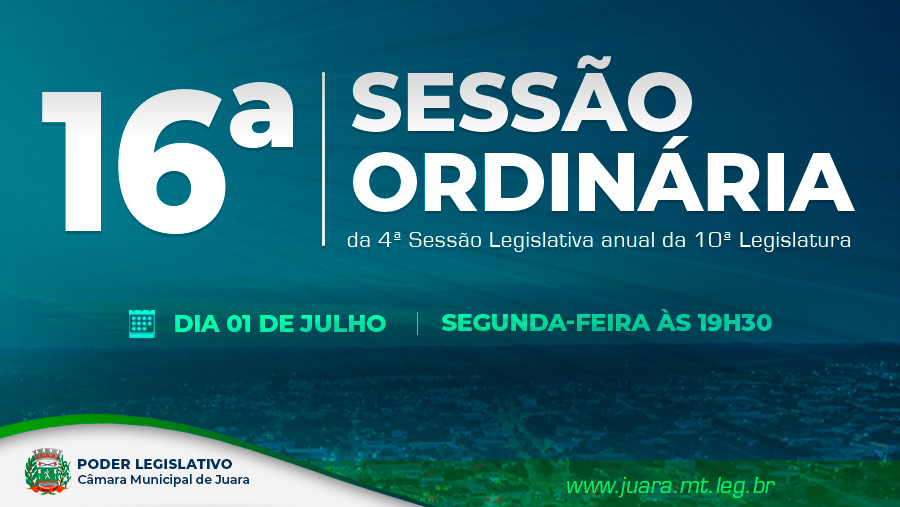 16ª Sessão Ordinária será realizada nesta segunda-feira (1)