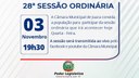 Acontecerá nesta quarta-feira 03 de novembro às 19h30 a 28ª Sessão Ordinária do Poder Legislativo