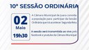 Acontecerá nesta segunda-feira, 02 de maio às 19h30 a 10ª Sessão Ordinária do Poder Legislativo em 2022