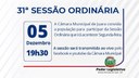 Acontecerá nesta segunda-feira, 05 de dezembro às 19h30 a 31ª Sessão Ordinária do Poder Legislativo em 2022