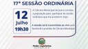 Acontecerá nesta segunda-feira 12 de julho às 19h30 a 17ª Sessão Ordinária do Poder Legislativo Juarense