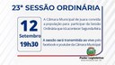 Acontecerá nesta segunda-feira, 12 de setembro às 19h30 a 23ª Sessão Ordinária do Poder Legislativo em 2022