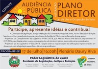 Audiência Pública dia 17 de julho vai debater Plano Diretor de Juara.