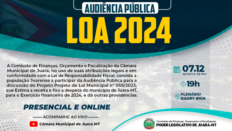 Audiência Pública: Lei Orçamentária Anual será debatida na próxima quinta-feira (7)