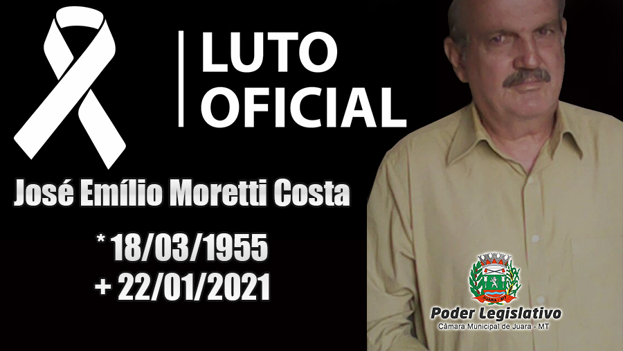 Câmara Municipal decreta luto pelo falecimento do senhor José Emílio Moretti Costa, pai do Vereador Eduardo do Boxe.