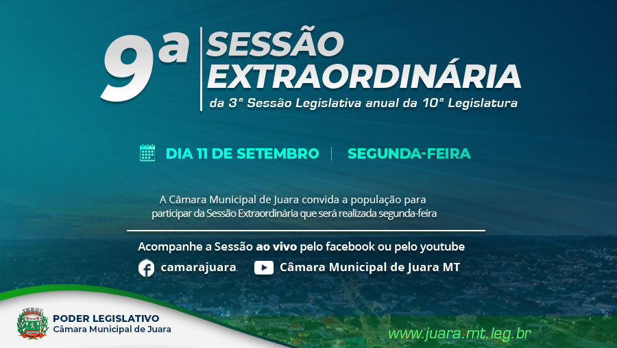 Câmara realizará 9ª Sessão Extraordinária nesta segunda-feira (11)