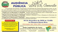 Comissão de Finanças, Orçamento e Fiscalização, realizará Audiência Pública, nesta sexta-feira, dia 04 de dezembro.