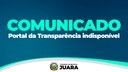 Comunicado: Portal de Transparência se encontra indisponível devido a manutenção do SIC/TCE