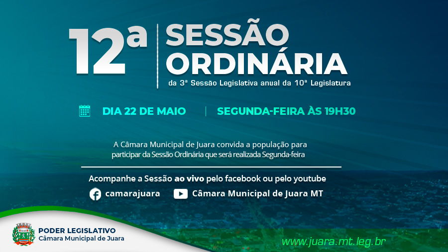 Confira a pauta da 12ª Sessão Ordinária de 2023