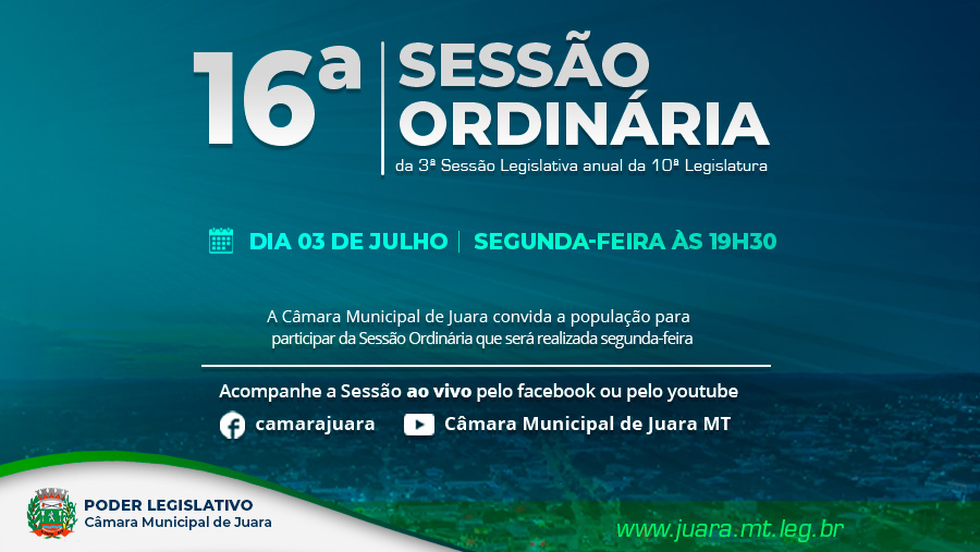 Confira a pauta da 16ª Sessão Ordinária de 2023