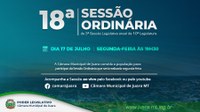 Confira a pauta da 18ª Sessão Ordinária de 2023