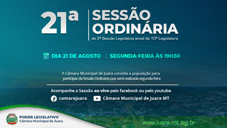 Confira a pauta da 21ª Sessão Ordinária de 2023