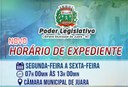 Em virtude do Decreto Municipal nº 1.539 a Câmara Municipal altera seu horário de expediente.