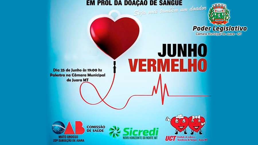 Hoje, 25 de junho tem palestra sobre 'Junho Vermelho' na Câmara de Vereadores.