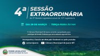 Nesta terça-feira (28) será realizada a 4ª Sessão Extraordinária de 2023