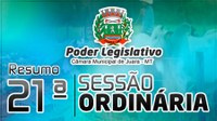 Resumo da 21ª Sessão Ordinária do Poder Legislativo Juarense em 2020.