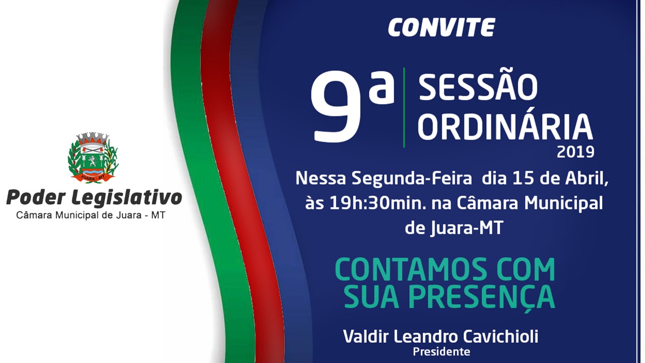 Segunda-feira, 15 de abril tem Sessão Ordinária na Câmara de Vereadores.