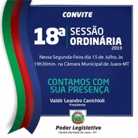 Segunda-feira, 15 de julho acompanhe a Sessão Ordinária na Câmara de Vereadores.