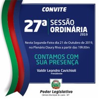 Segunda-feira, 21 de outubro participe da Sessão Ordinária na Câmara Municipal.